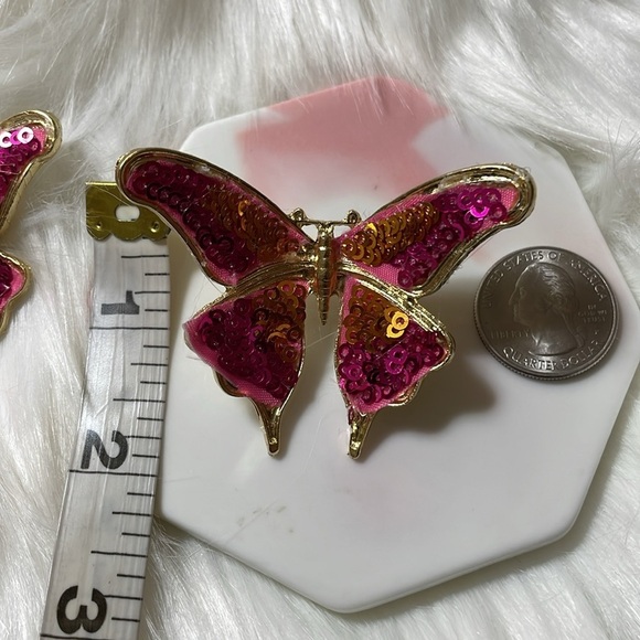 Handmade Colorful Sequin Gold  Butterfly Earrings - Picture 14 of 17